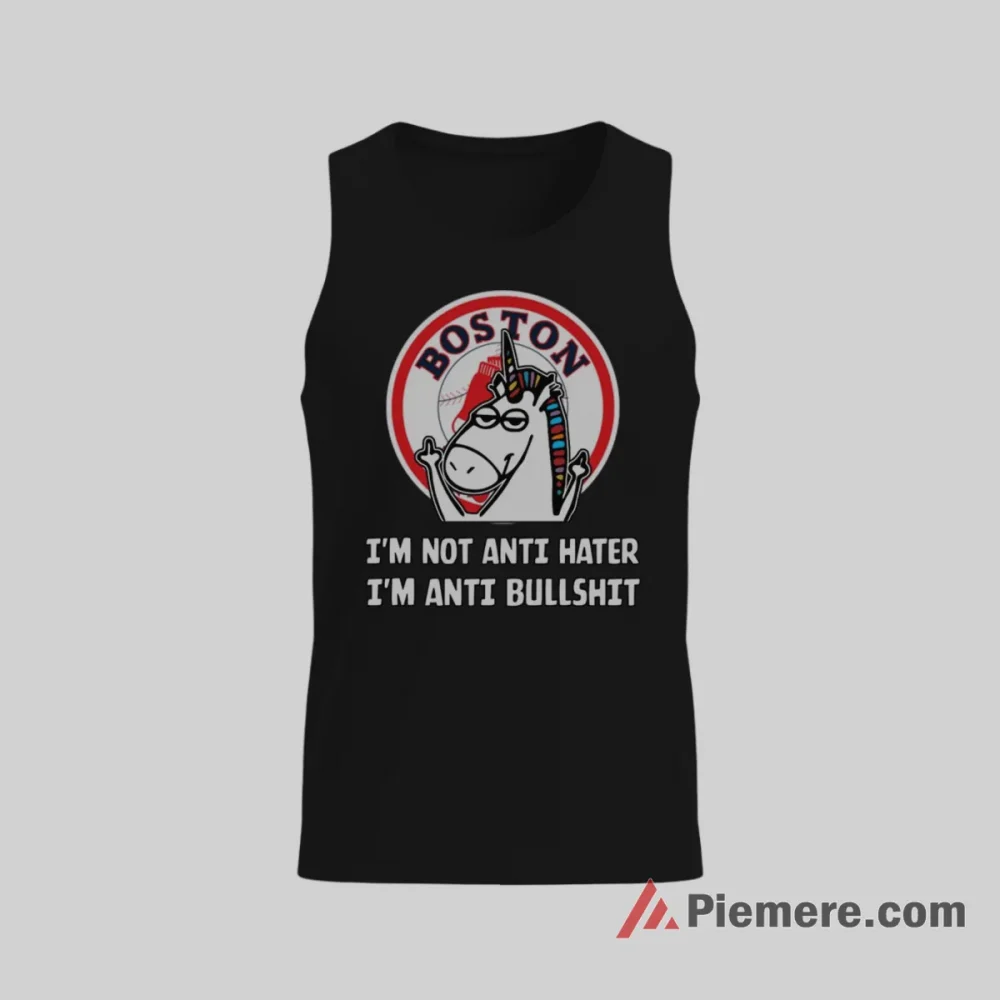 Boston Red Sox Unicorn Anti Bullshit Baseball Shirt on black tank top for men graphic tee