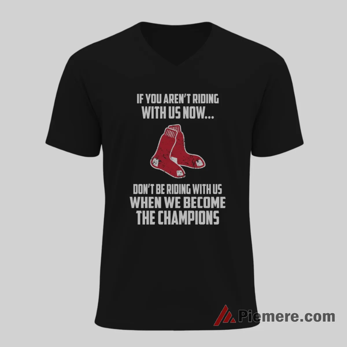 Boston Red Sox We Become The Champions Baseball Shirt on black v-neck shirt for men graphic tee