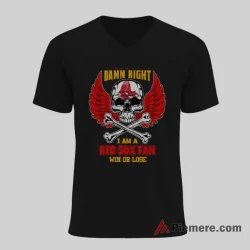 Boston Red Sox Win Or Lose Skull Baseball Shirt on black v-neck shirt for men graphic tee