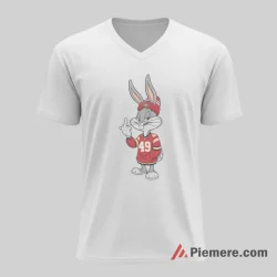 Bugs Bunny Kansas City Chiefs 90s Cartoon Shirt on white v-neck shirt for men graphic tee