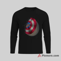 Captain America Shield Baltimore Orioles Baseball Hero Shirt on black long sleeve shirt for men graphic tee
