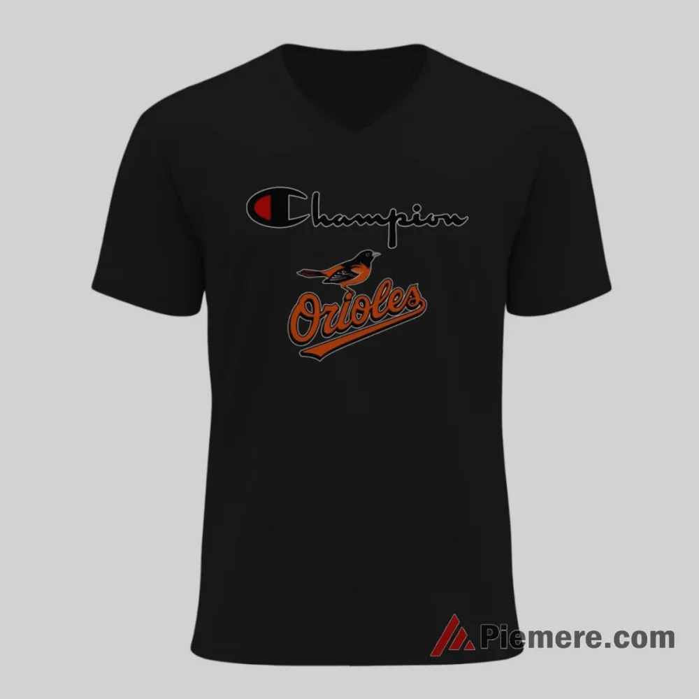 Champion Baltimore Orioles Baseball Pride Shirt on black v-neck shirt for men graphic tee