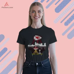 Charlie Brown Snoopy Kansas City Chiefs Football Shirt with skyline and arrowhead logo