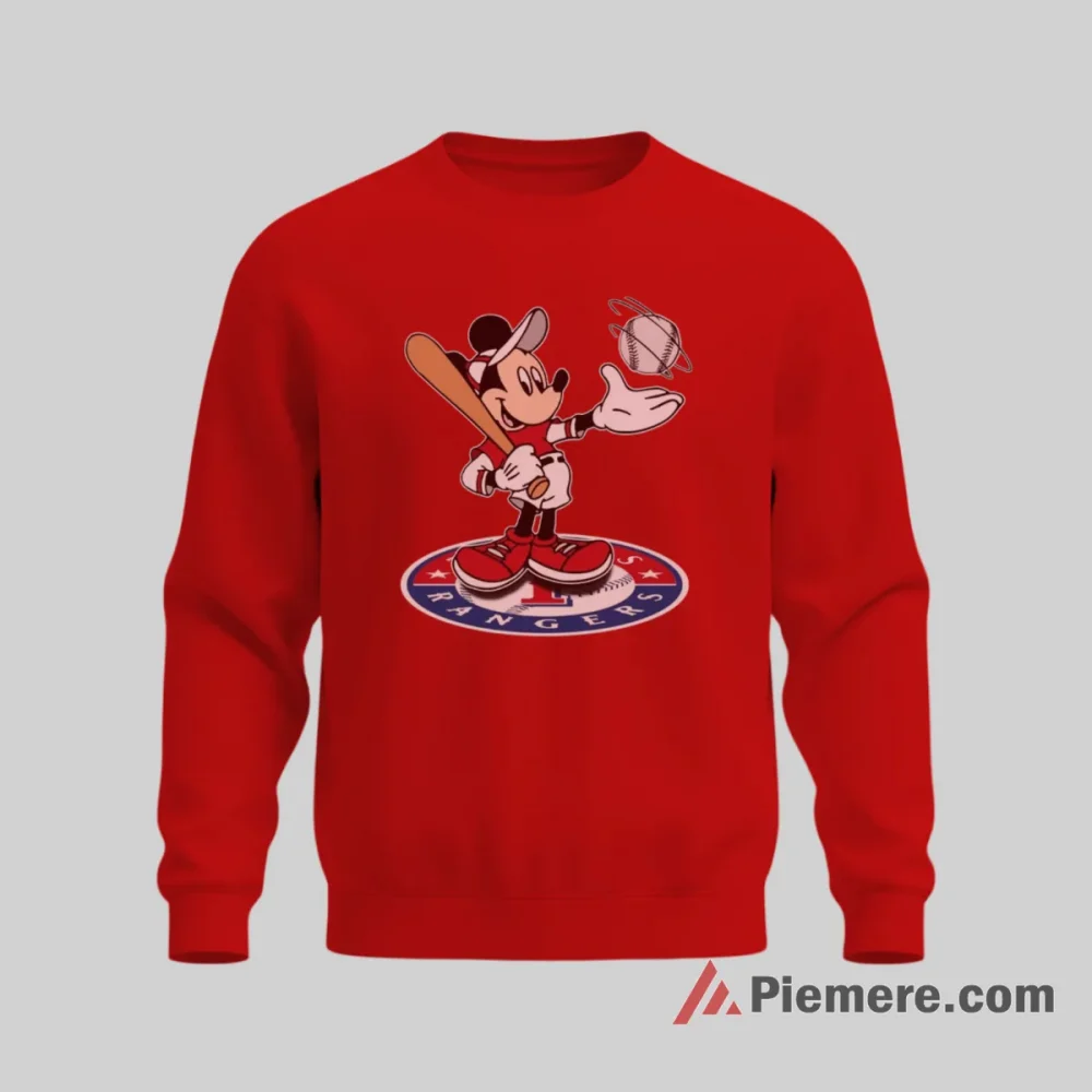 Cheerful Mickey Mouse Texas Rangers Baseball Fan Shirt on graphic shirt for men graphic tee