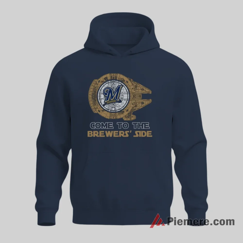 Come To The Milwaukee Brewers Side Galactic Fan Shirt on navy hoodie for men graphic tee