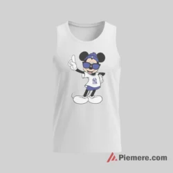 Cool Shades Mickey Yankees Point Up Shirt on white tank top for men graphic tee