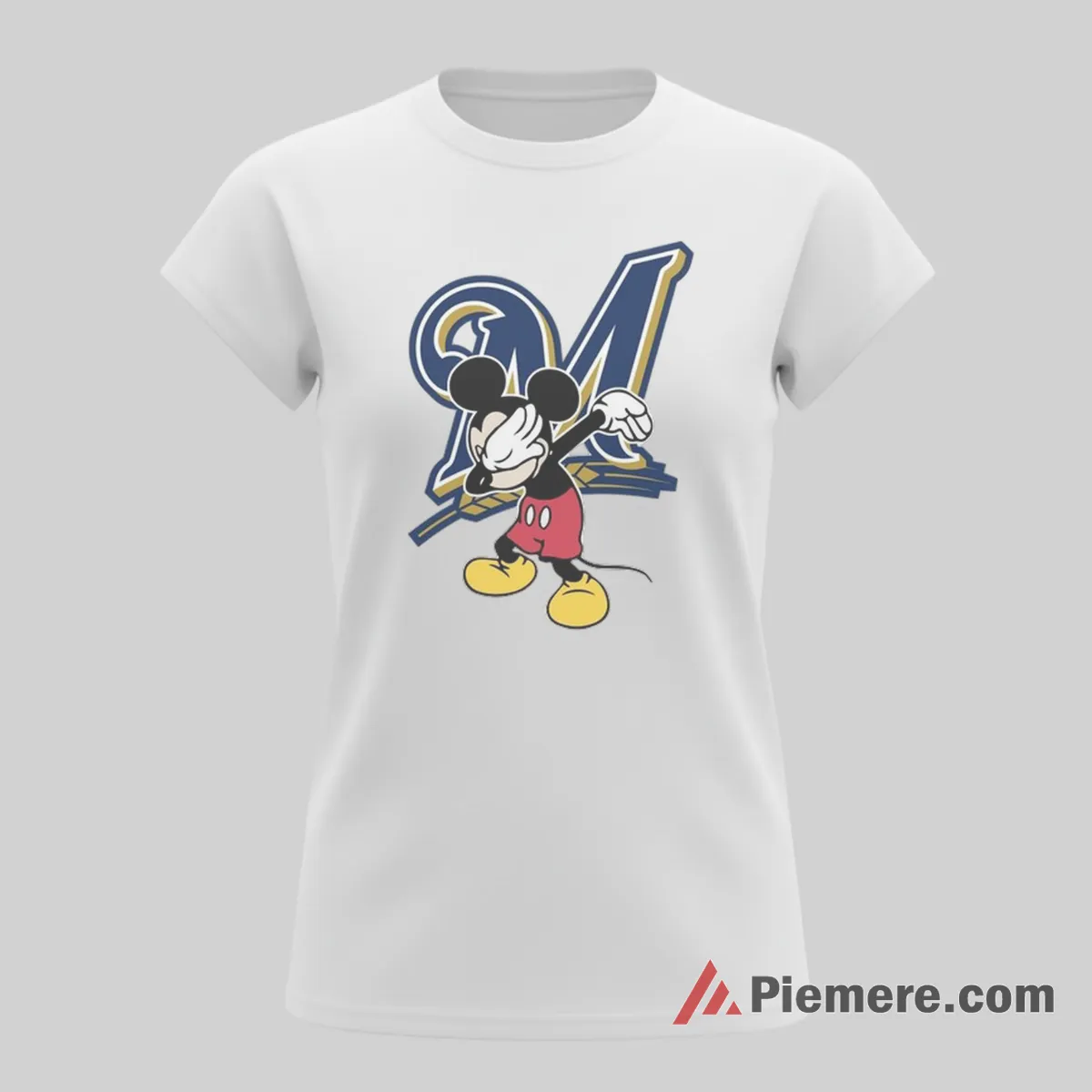 Dabbing Mickey Mouse Milwaukee Brewers Cartoon Fan Shirt on white short sleeve shirt for women graphic tee