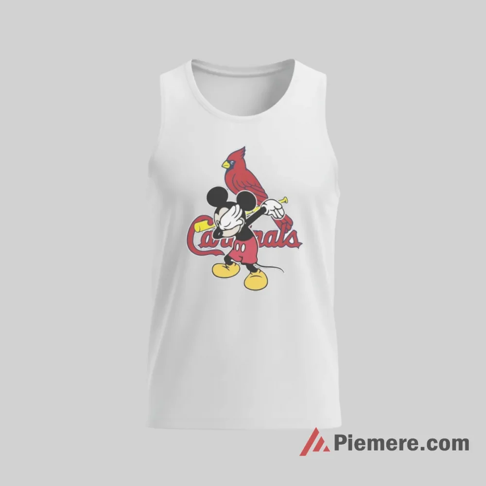 Dabbing Mickey Mouse St Louis Cardinals Celebration Shirt on white tank top for men graphic tee