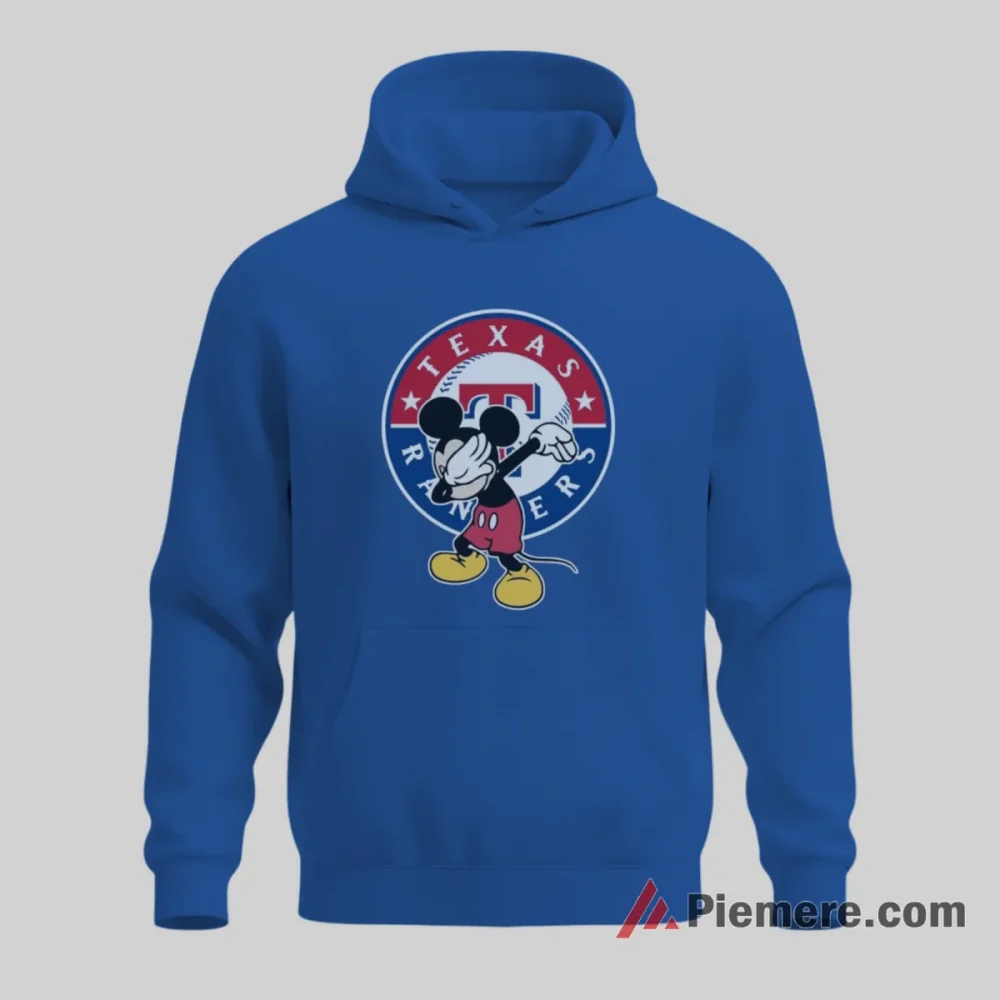 Dabbing Mickey Mouse Texas Rangers Modern Sports Shirt on royal blue hoodie for men graphic tee