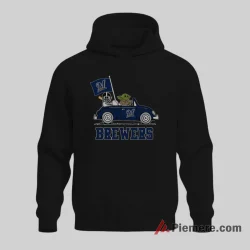 Darth Vader And Baby Yoda Milwaukee Brewers Road Trip Fan Shirt on black hoodie for men graphic tee