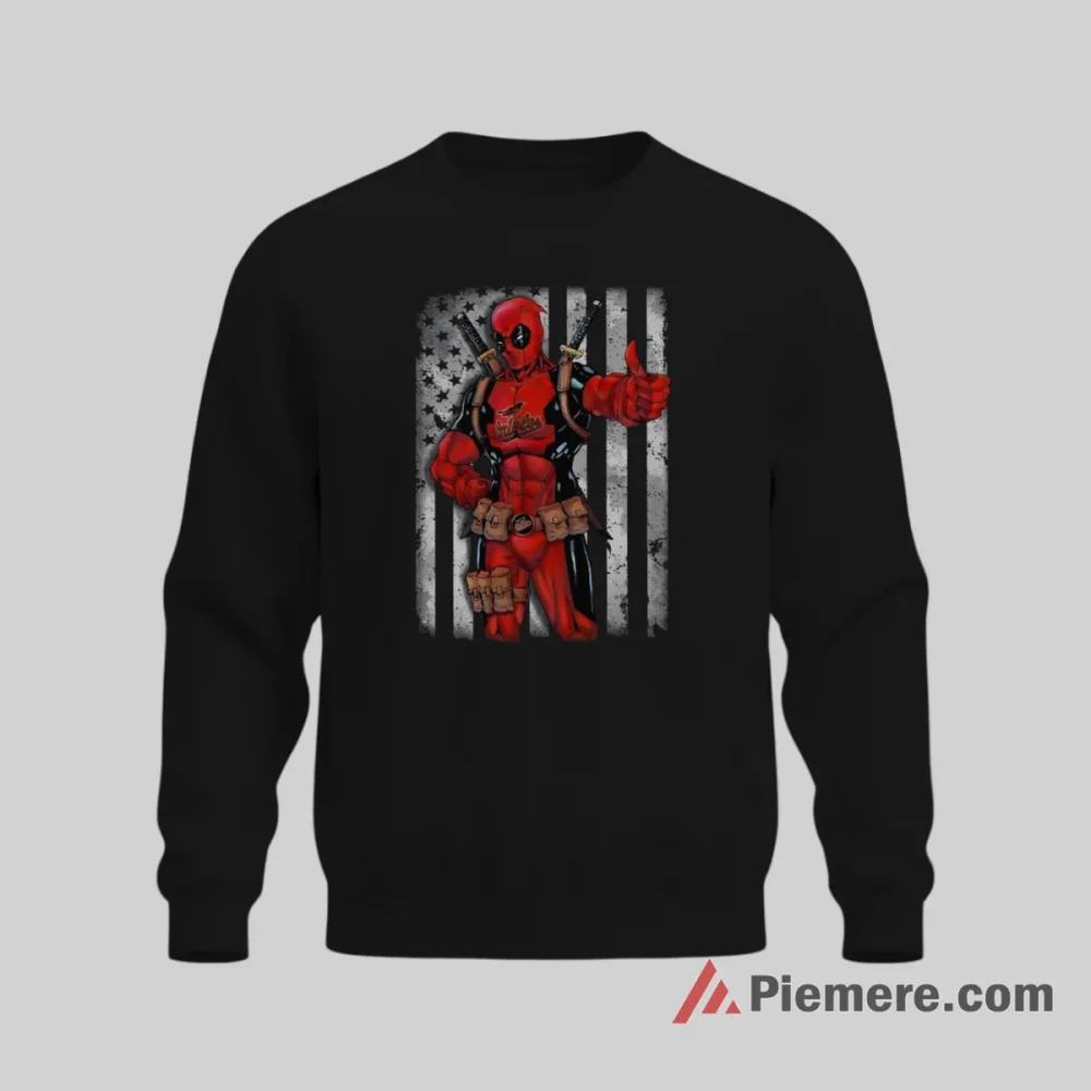 Deadpool Baltimore Orioles American Flag Hero Shirt on graphic shirt for men graphic tee