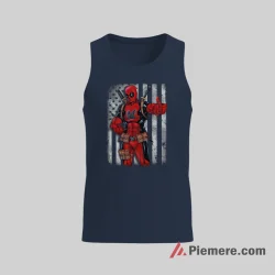 Deadpool Milwaukee Brewers American Flag Comic Hero Shirt on navy tank top for men graphic tee