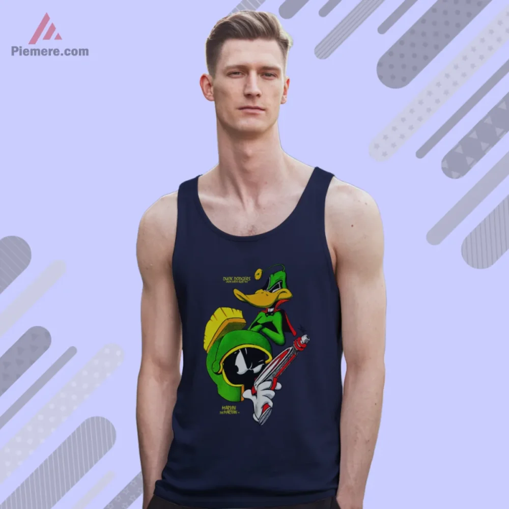 Duck Dodgers Marvin The Martian Shirt with neon green rivals on navy