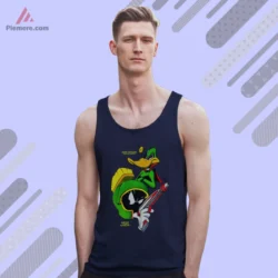 Duck Dodgers Marvin The Martian Shirt with neon green rivals on navy