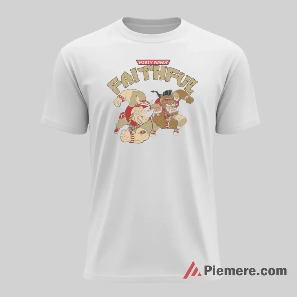 Forty Niner Faithful Cartoon Football Shirt on white short sleeve shirt for men graphic tee
