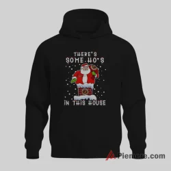 Funny Santa Stuck In Chimney Baltimore Orioles Shirt on black hoodie for men graphic tee