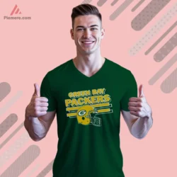 Packers vintage helmet graphic on forest green V neck