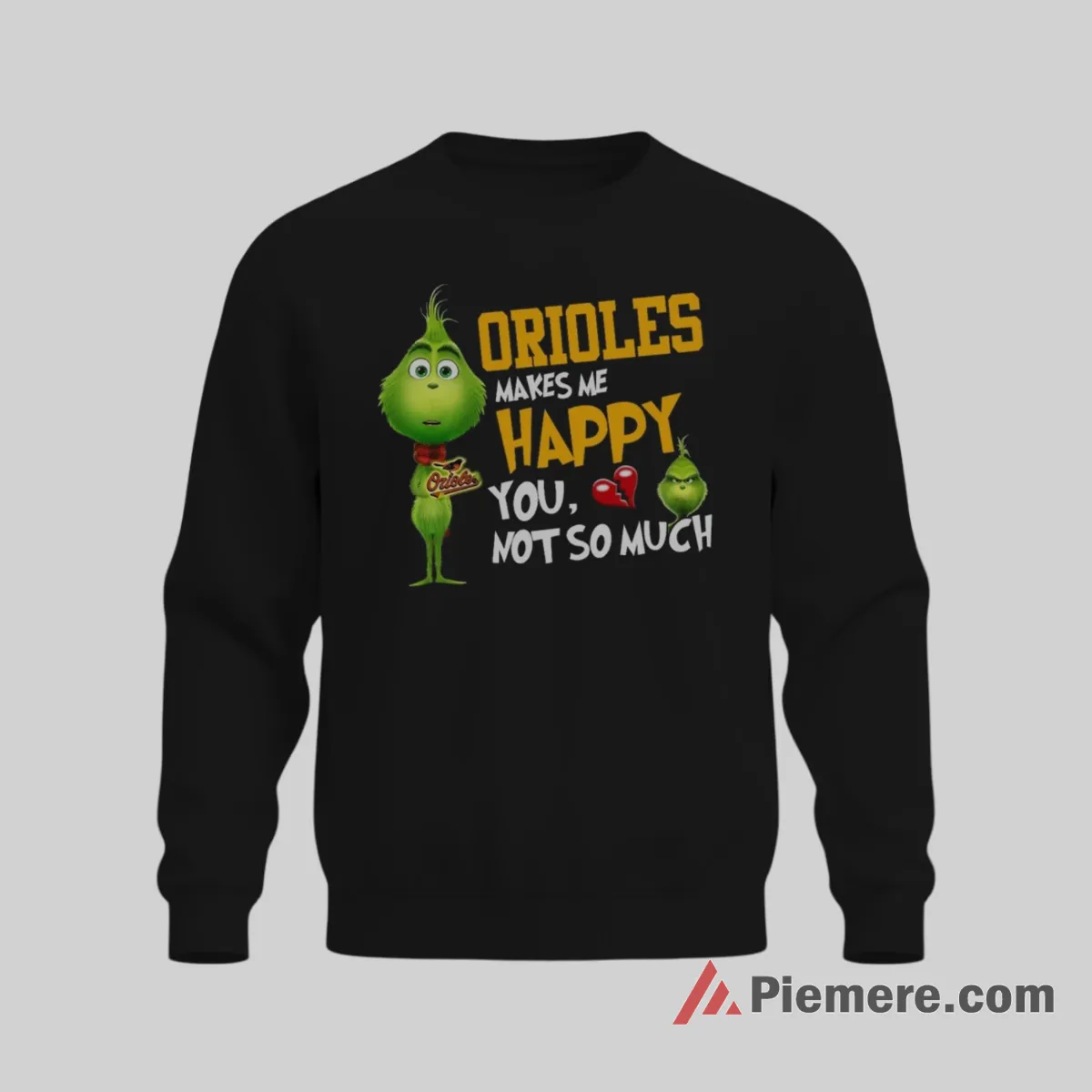 Grinch Baltimore Orioles Makes Me Happy Shirt on graphic shirt for men graphic tee