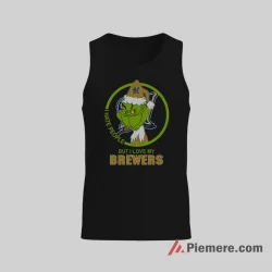 Grinch Milwaukee Brewers Christmas Fan Attitude Shirt on black tank top for men graphic tee