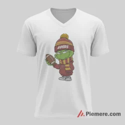 Grinch San Francisco 49ers Cheerleader Fan Shirt on white v-neck shirt for men graphic tee