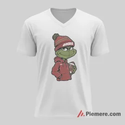 Grinch San Francisco 49ers Christmas Hoodie Style Shirt on white v-neck shirt for men graphic tee