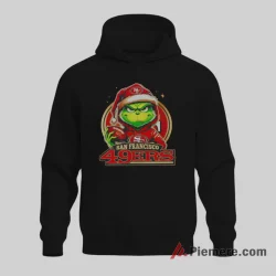 Grinch Santa San Francisco 49ers Christmas Fan Shirt on black hoodie for men graphic tee