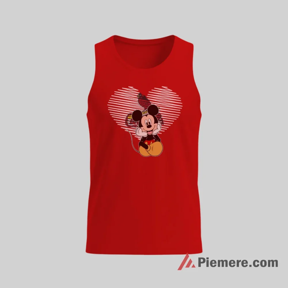 Heartfelt Mickey Mouse St Louis Cardinals Love Shirt on red tank top for men graphic tee