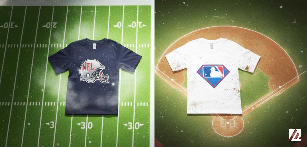Sports fan apparel: shirts, hoodies, long sleeves for NFL & MLB