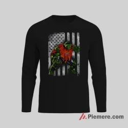 Hulk Baltimore Orioles Patriotic Power Baseball Shirt on black long sleeve shirt for men graphic tee
