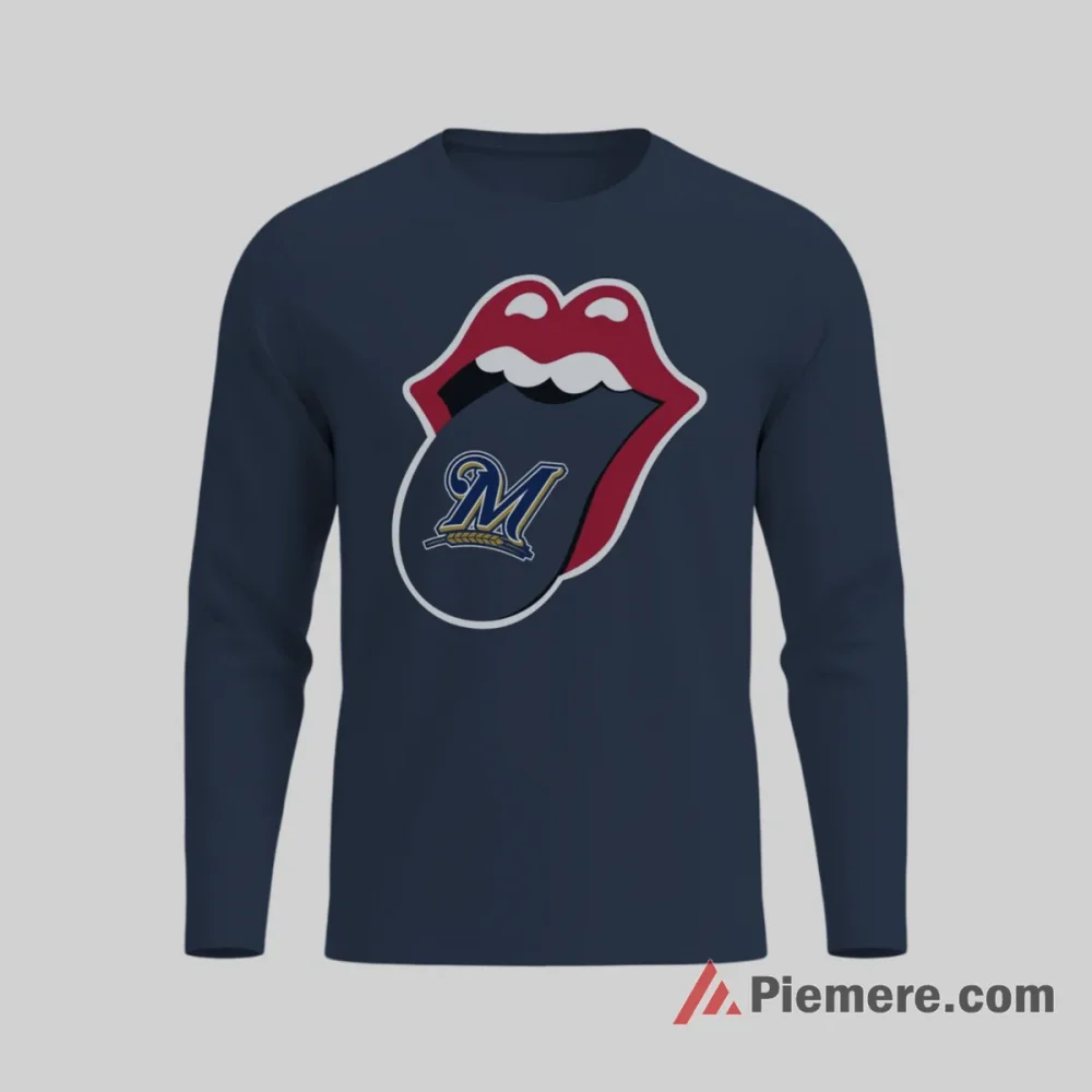 I Licked It So Its Mine Milwaukee Brewers Funny Shirt on navy long sleeve shirt for men graphic tee