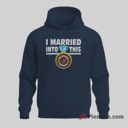 I Married Into Baltimore Orioles Fan Life Shirt on navy hoodie for men graphic tee