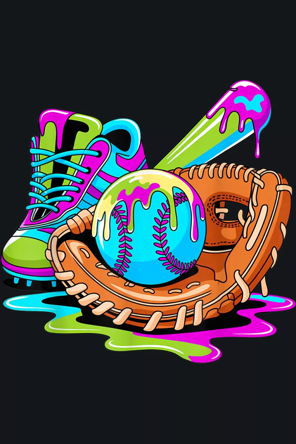 Ball in cone with sprinkles beside glove