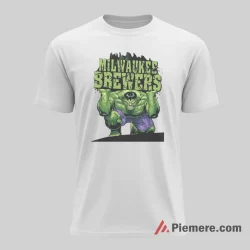 Incredible Hulk Milwaukee Brewers Power Smash Fan Shirt on white short sleeve shirt for men graphic tee