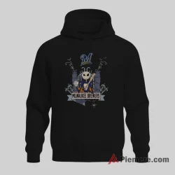 Jack Skellington Milwaukee Brewers Halloween Fan Shirt on black hoodie for men graphic tee
