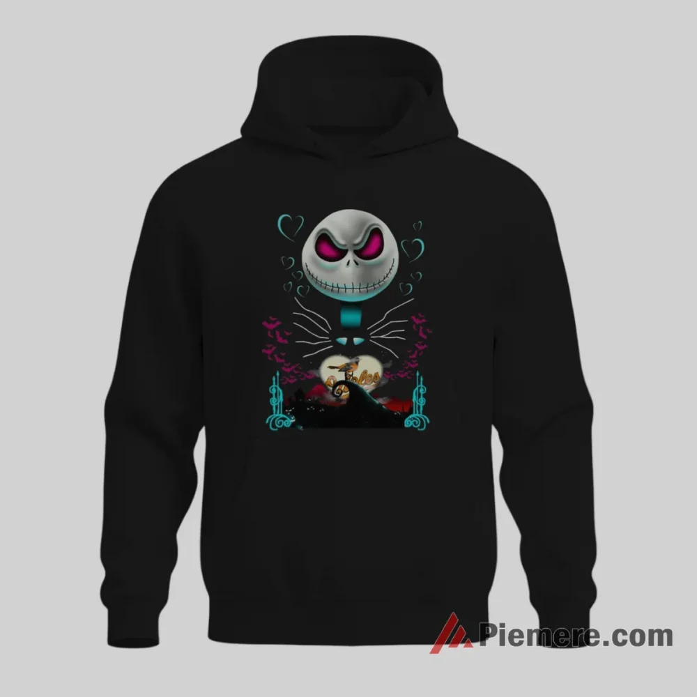 Jack Skellington Sally Baltimore Orioles Gothic Baseball Shirt on black hoodie for men graphic tee