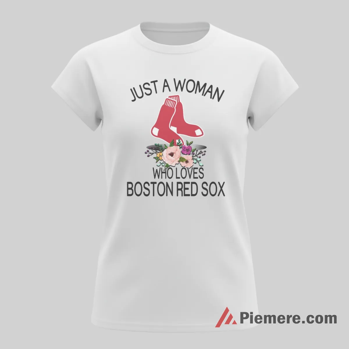 Just A Woman Who Loves Boston Red Sox Baseball Shirt on white short sleeve shirt for women graphic tee