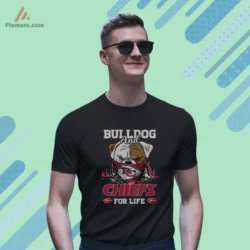 Kansas City Chiefs Bulldog For Life Football Shirt with bandana dog graphic on black