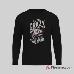 Kansas City Chiefs Crazy Fan Warning Shirt on black long sleeve shirt for men graphic tee