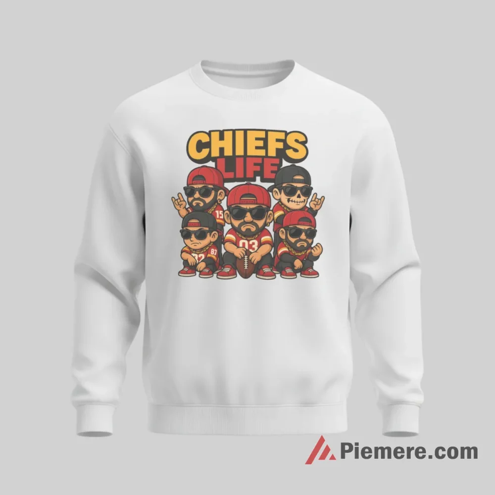 Kansas City Chiefs Life Cartoon Football Crew Shirt on graphic shirt for men graphic tee