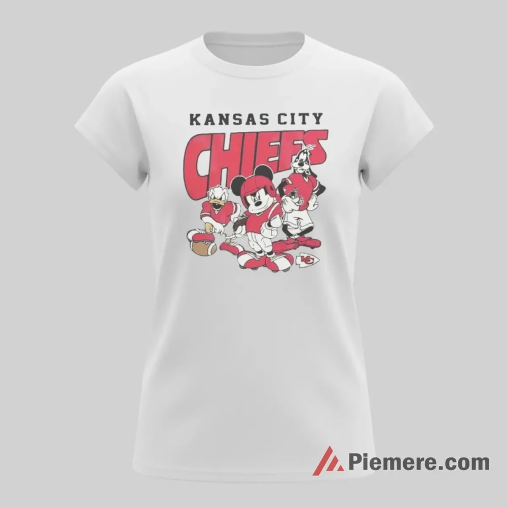 Kansas City Chiefs Mickey Mouse Donald Duck Goofy Vintage Crew Shirt on white short sleeve shirt for women graphic tee
