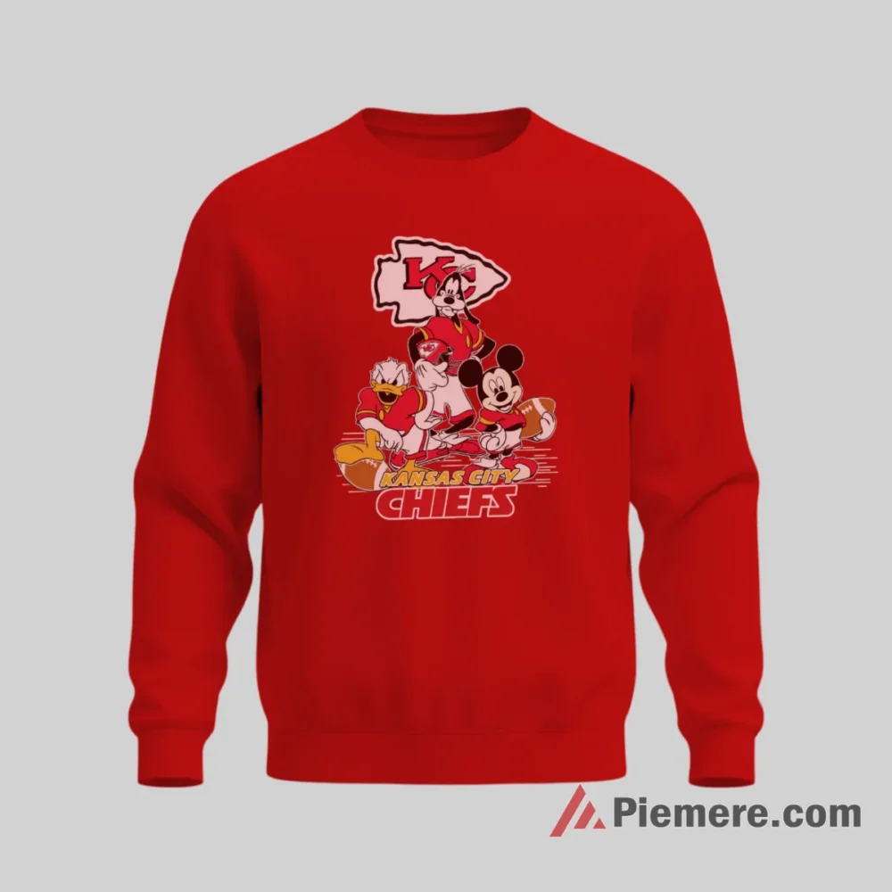 Kansas City Chiefs Mickey Mouse Goofy Donald Duck Red Rally Shirt on graphic shirt for men graphic tee
