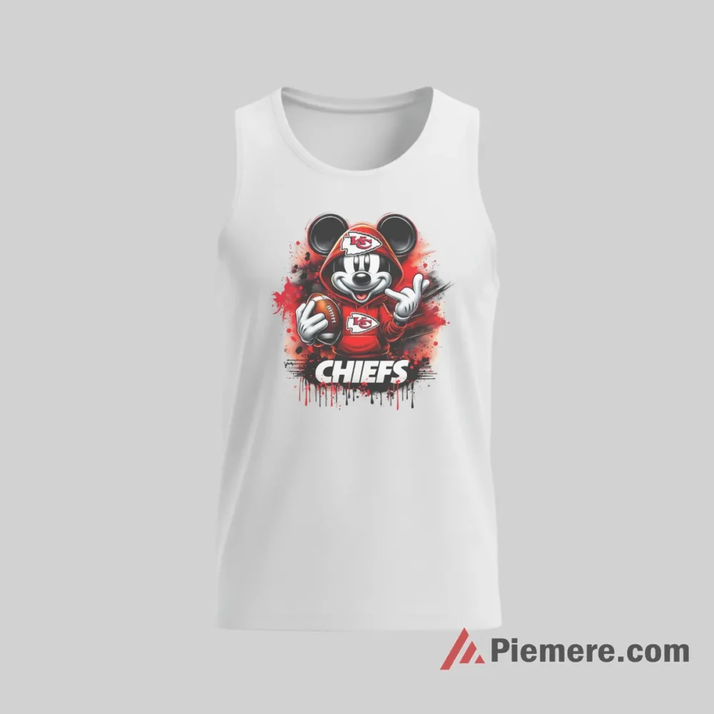 Kansas City Chiefs Mickey Mouse Graffiti Splash Hoodie Shirt on white tank top for men graphic tee