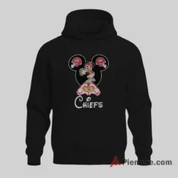Kansas City Chiefs Mickey Mouse Helmet Silhouette Icon Shirt on black hoodie for men graphic tee