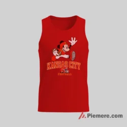 Kansas City Chiefs Mickey Mouse Leaping Football Spirit Shirt on red tank top for men graphic tee