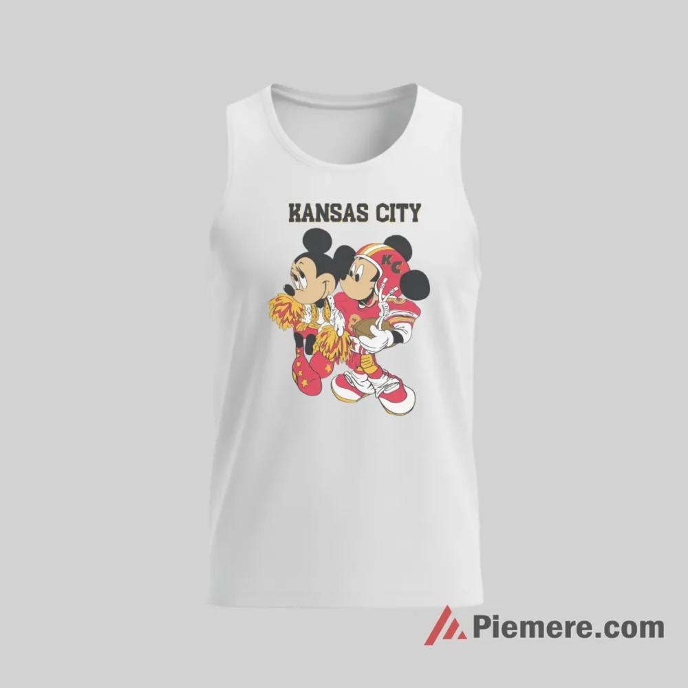 Kansas City Chiefs Mickey Mouse Minnie Cheer Squad Shirt on white tank top for men graphic tee