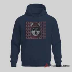 Kansas City Chiefs Wolf Streetwear Beanie Fan Shirt on navy hoodie for men graphic tee