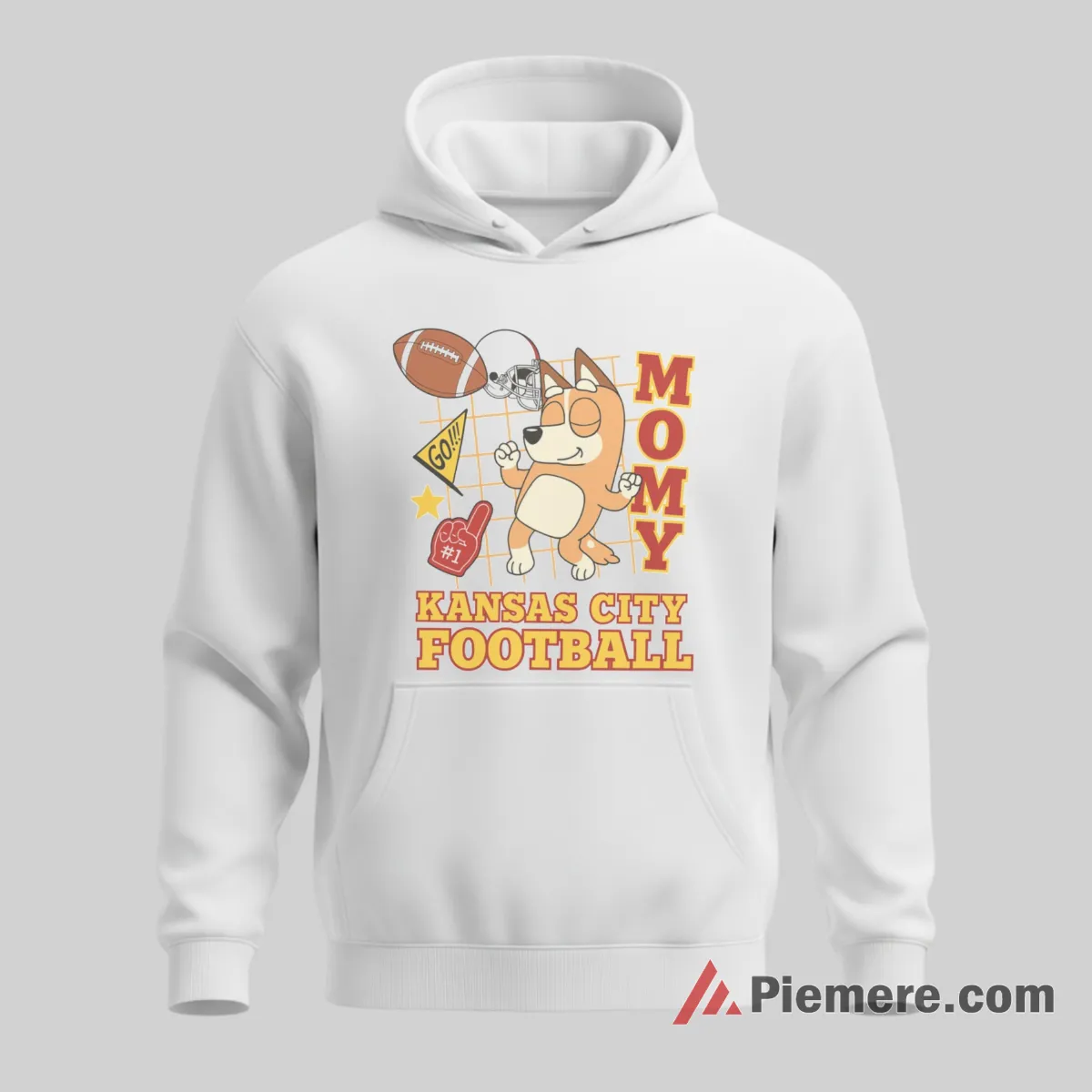 Kansas City Football Mom Bluey Cheer Fan Hoodie White Kansas City Football Mom Bluey Cheer Fan Shirt on white hoodie for men graphic tee