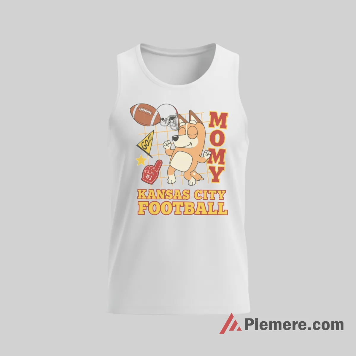 Kansas City Football Mom Bluey Cheer Fan Tank Top White Kansas City Football Mom Bluey Cheer Fan Shirt on white tank top for men graphic tee
