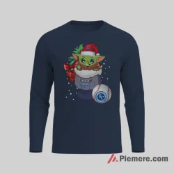 Kansas City Royals Baby Yoda Christmas Baseball Fan Shirt on navy long sleeve shirt for men graphic tee