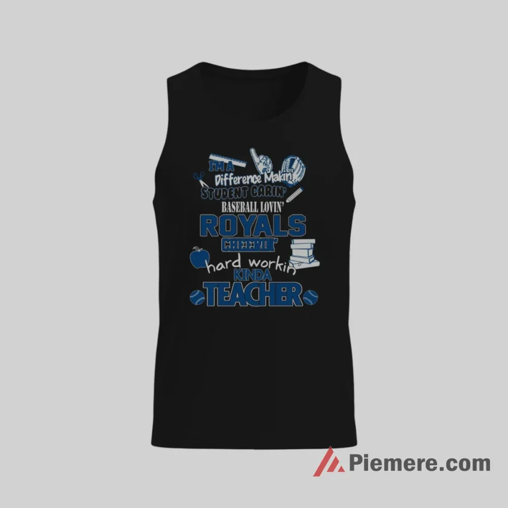 Kansas City Royals Baseball Loving Teacher Pride Shirt on black tank top for men graphic tee